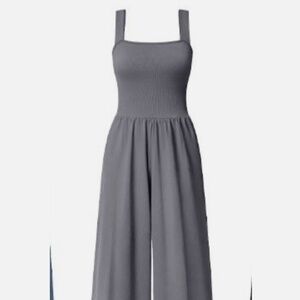 OQQ Women's Romper Sleeveless Square Neck Wide Leg, Sz Small, NWOT